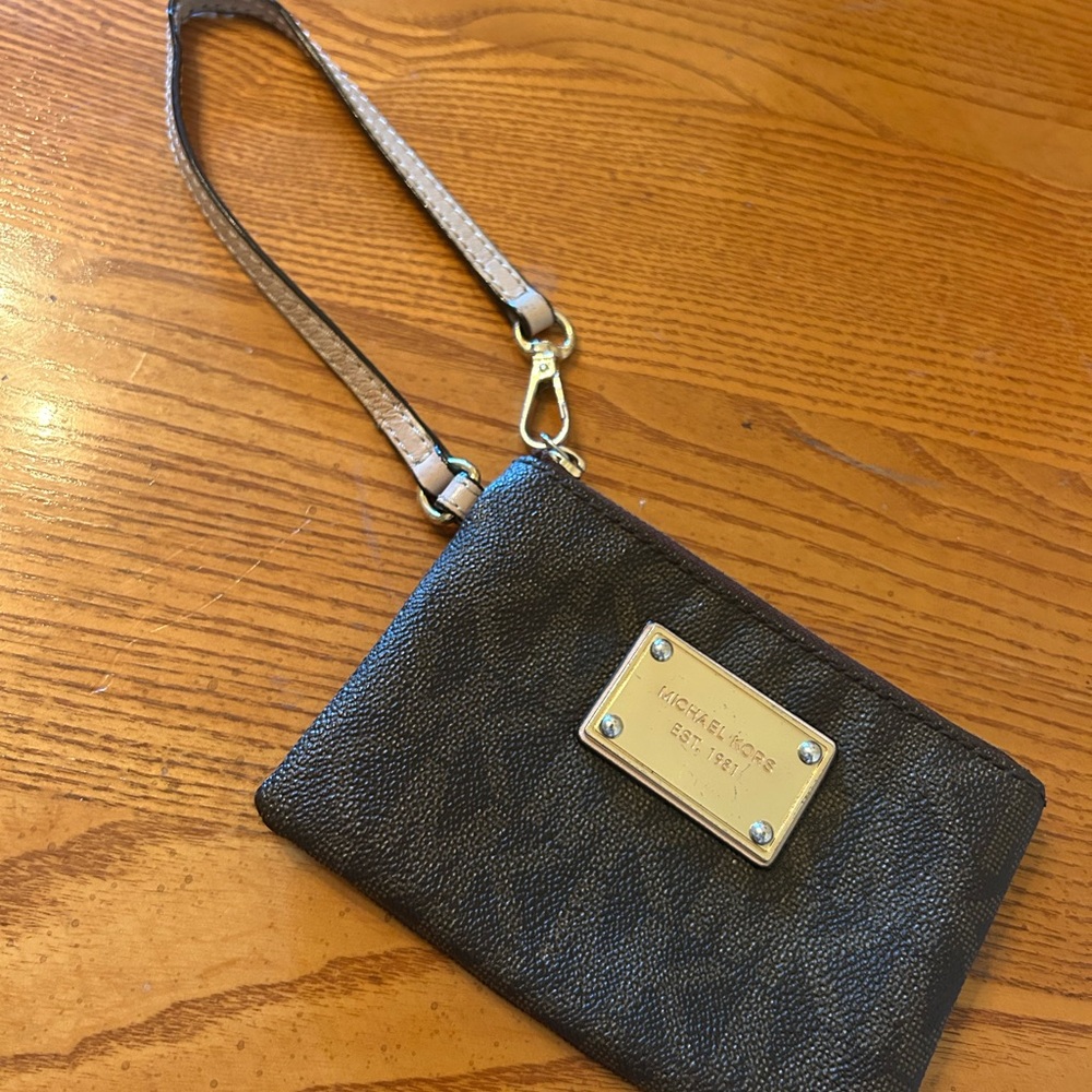 Michael Kors Black Wristlet with Gold Accents